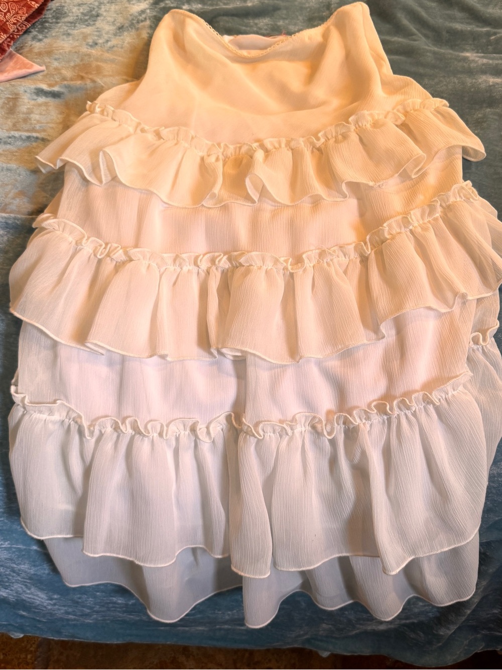 Women’s White Ruffled Tiered Skirt